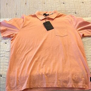 Ted Baker London Light Orange/ Peach Linen Slub Polo Shirt 5/XL
